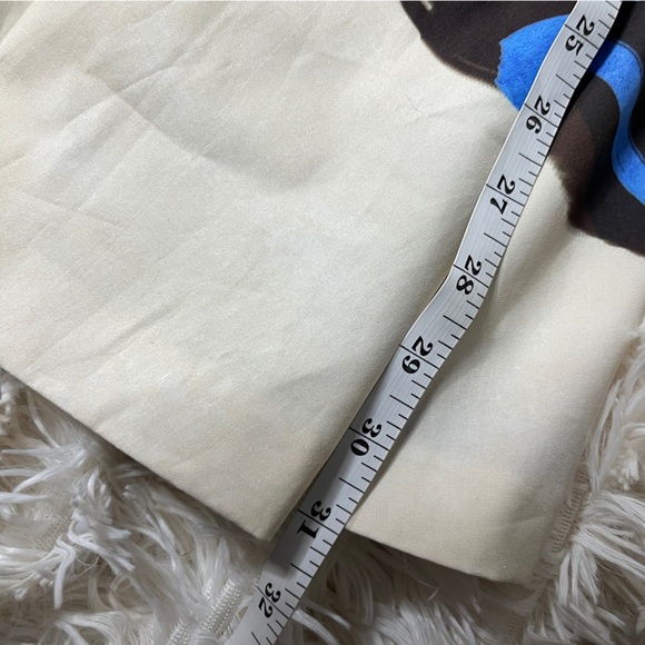 Zara Bold Floral Print A Line Midi Skirt Elastic Waist Cream Blue - Size M NWT - Picture 10 of 13